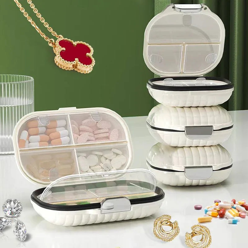 Mini Portable Travel Pill Box for Seven Days - Multi-Grid Split Package for Pills and Tablets - Sealed Storage Organizer for Weekly Use