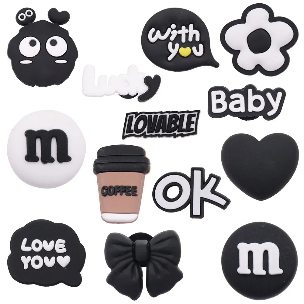 Single PVC Shoe Charm – Kawaii Black Coffee Heart Garden Button for Shoes & Wristbands