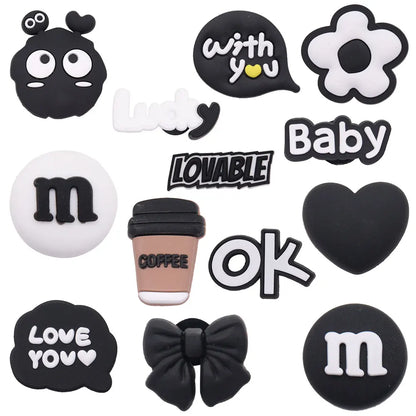 Single PVC Shoe Charm – Kawaii Black Coffee Heart Garden Button for Shoes & Wristbands