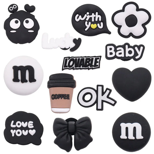 Single PVC Shoe Charm – Kawaii Black Coffee Heart Garden Button for Shoes & Wristbands