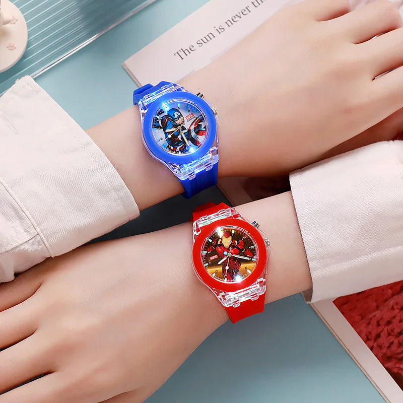 Spider-Man Kids Flash Light Watch - Silicone Strap Cartoon Digital Toy Clock Gift for Boys