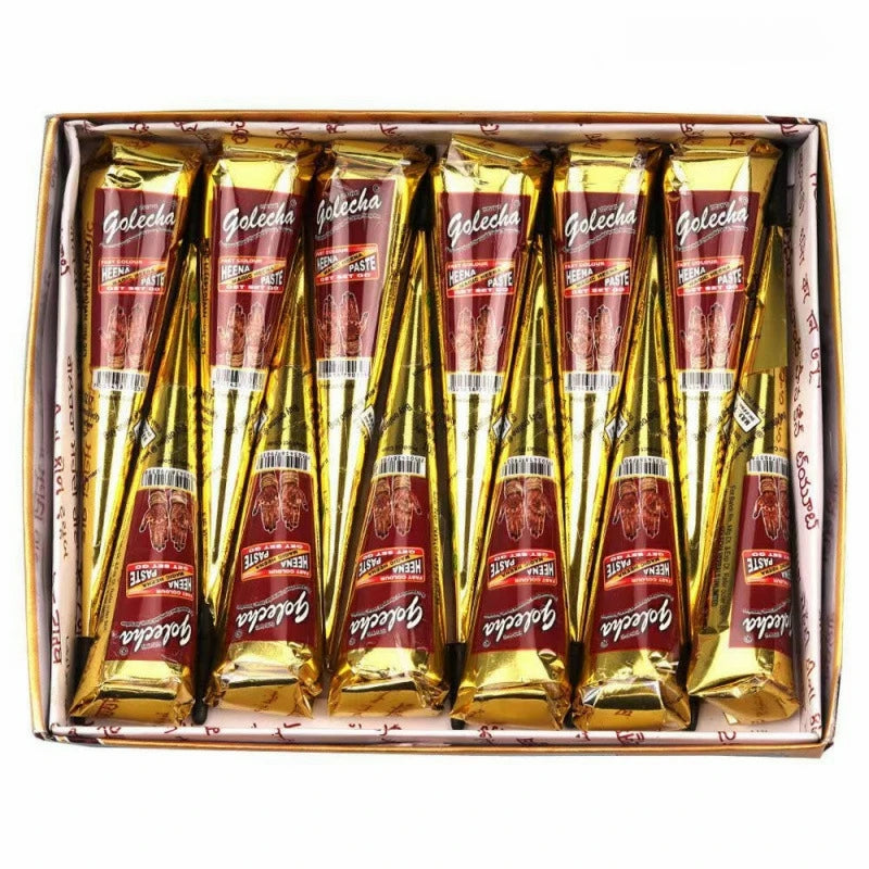 Henna Temporary Tattoo Paste – Brown, Black & Red Semi-Permanent Body Art Kit (1/3/12pcs)