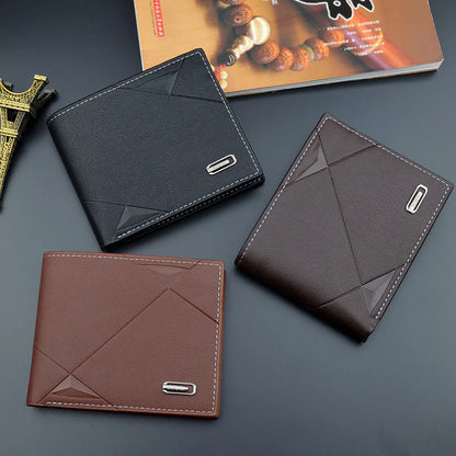 Men’s Slim Short Bifold Faux Leather Wallet – Credit Card & ID Holder Business Billfold Clutch Purse for Everyday Use