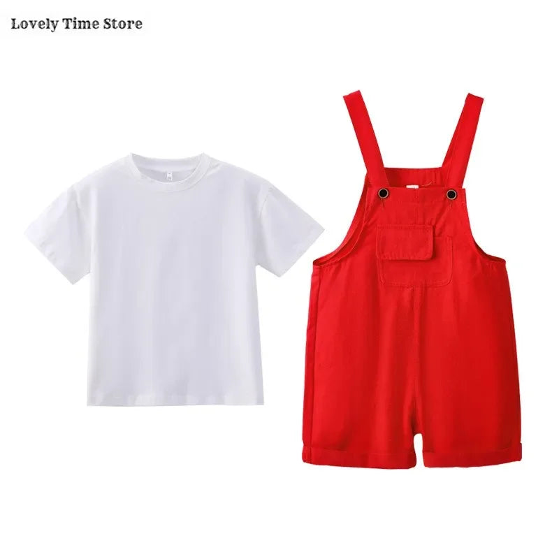 Kids Hip Hop Candy Color Overalls – Girls & Boys Suspender Shorts Jumpsuit Romper Streetwear