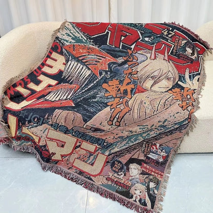 Anime Dragon Ball & One Piece Cotton Blanket – Casual Decorative Throw for Bed, Sofa, and Home Decor