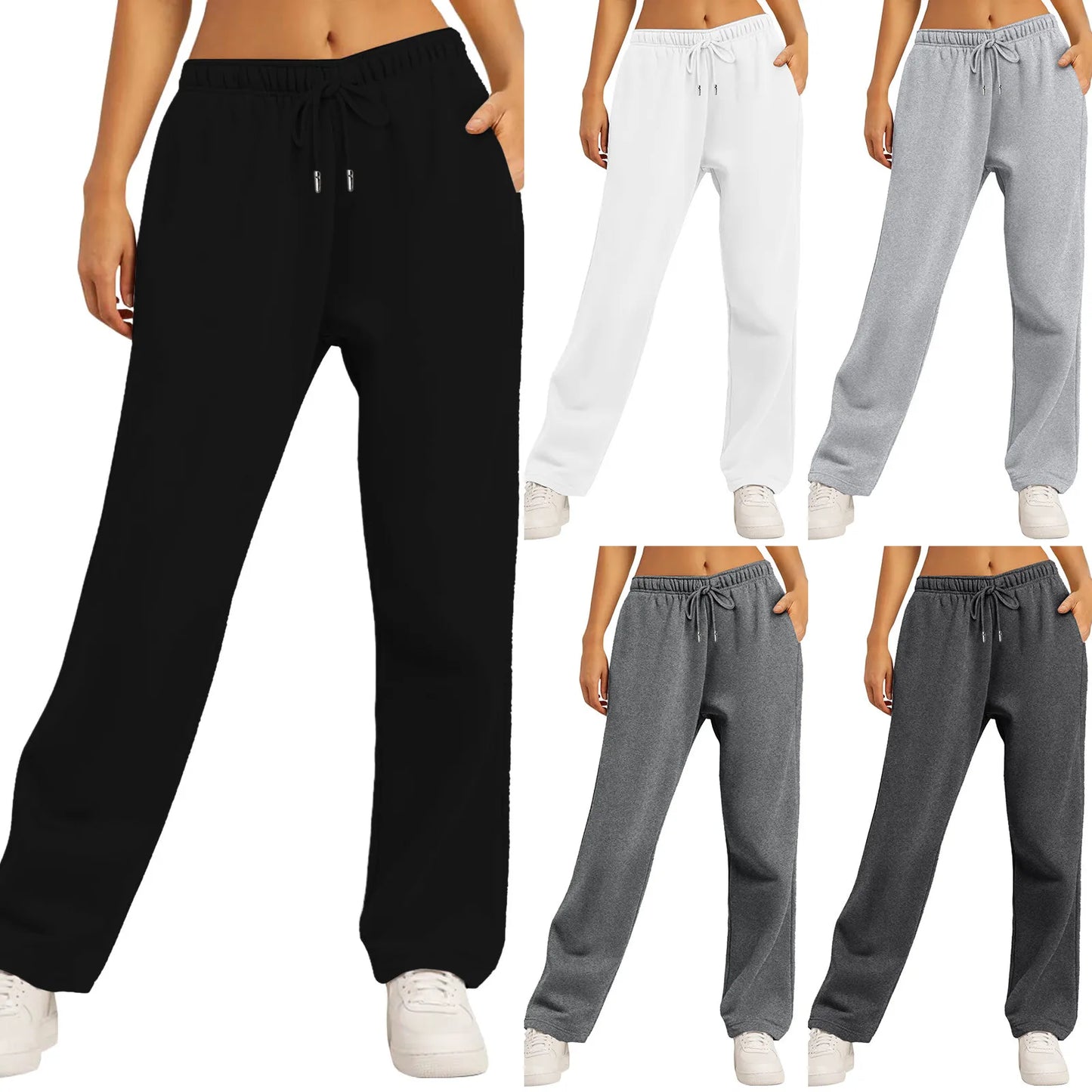 Cozy and Stylish: Women's Fleece Lined Wide Leg Sweatpants - Perfect for Fitness, Travel, and Everyday Wear