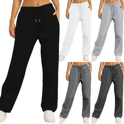 Cozy and Stylish: Women's Fleece Lined Wide Leg Sweatpants - Perfect for Fitness, Travel, and Everyday Wear