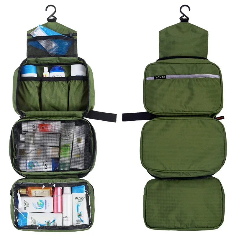 Large Waterproof Hanging Toiletry Bag – Foldable Travel Organizer for Men & Women, Cosmetic & Makeup Storage Bathroom Kit with Multiple Compartments