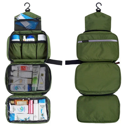 Large Waterproof Hanging Toiletry Bag – Foldable Travel Organizer for Men & Women, Cosmetic & Makeup Storage Bathroom Kit with Multiple Compartments