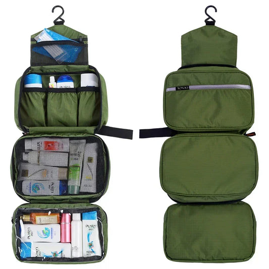 Large Waterproof Hanging Toiletry Bag – Foldable Travel Organizer for Men & Women, Cosmetic & Makeup Storage Bathroom Kit with Multiple Compartments