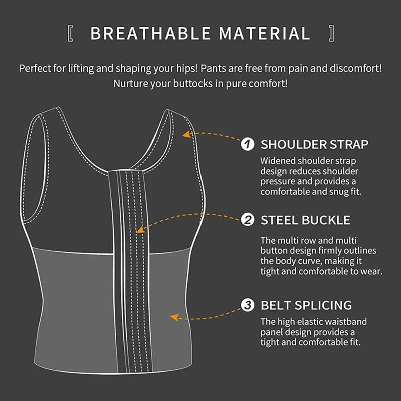 Men’s Slimming Body Shaper Vest – Waist Trainer Compression Shirt, Tummy Control Corset Shapewear & Abdomen Slimming Underwear
