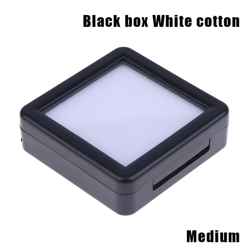 Transparent Glass Lid Gem Storage Box – Jewelry Display Case for Diamonds, Gemstones & Pendants Holder Container