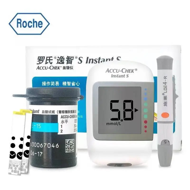Roche Accu-Chek Instant Blood Glucose Test Strips - Diabetes Testing Supplies with Blood Collection Needles