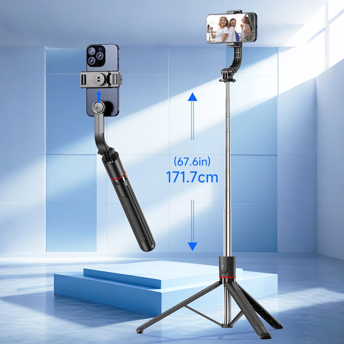 F15 Wireless Remote Selfie Stick Tripod – 68 Inch Extendable Phone Stand Desktop Tripod for iPhone & Android Smartphone Vlogging & Photography Shooting Stand