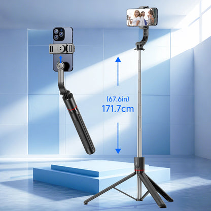 F15 Wireless Remote Selfie Stick Tripod – 68 Inch Extendable Phone Stand Desktop Tripod for iPhone & Android Smartphone Vlogging & Photography Shooting Stand