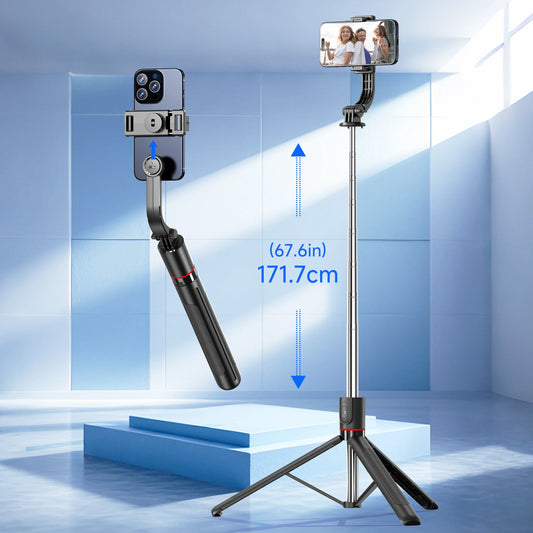 F15 Wireless Remote Selfie Stick Tripod – 68 Inch Extendable Phone Stand Desktop Tripod for iPhone & Android Smartphone Vlogging & Photography Shooting Stand