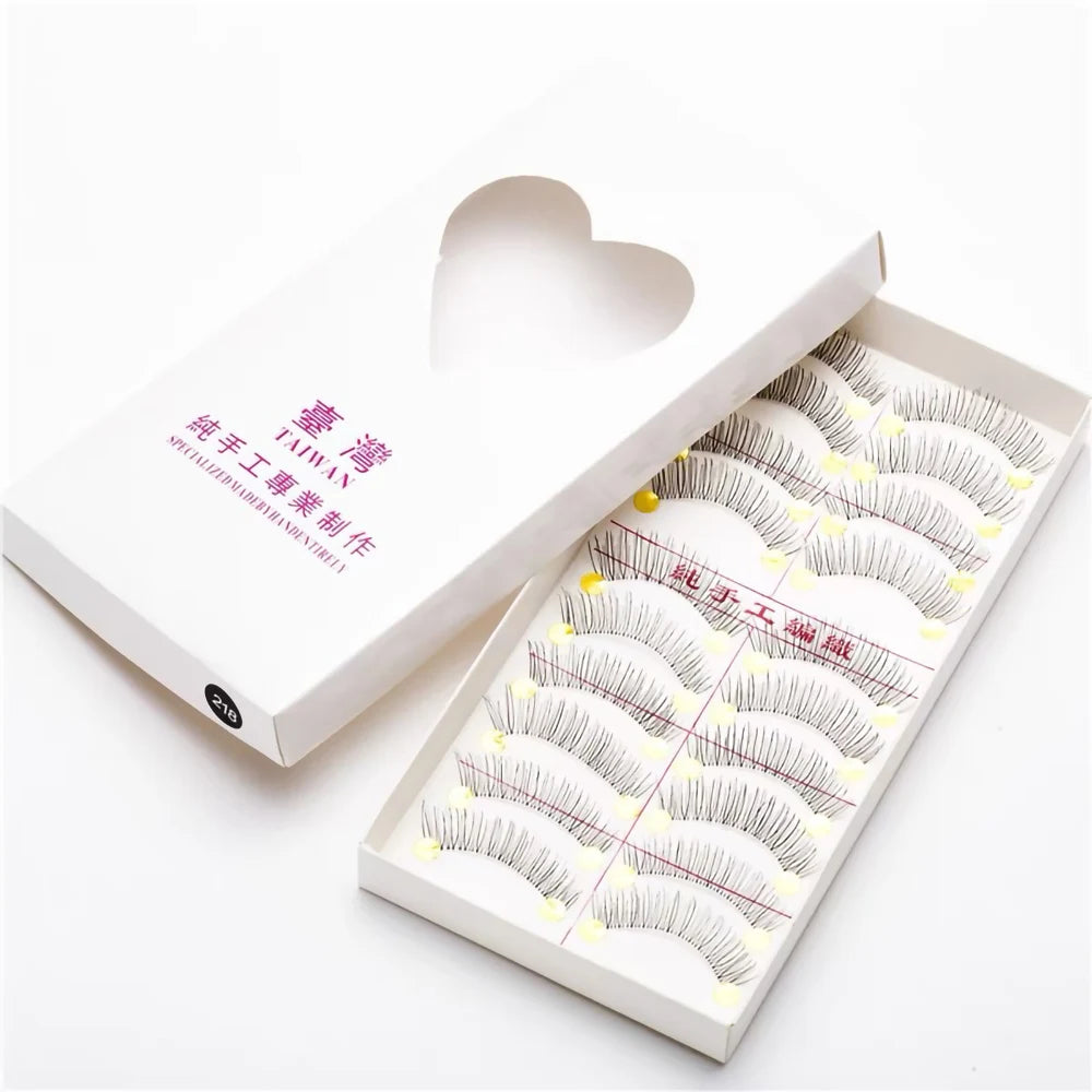 10 Pairs Handmade Natural Long False Eyelashes – Lightweight Dramatic Fake Lashes #217