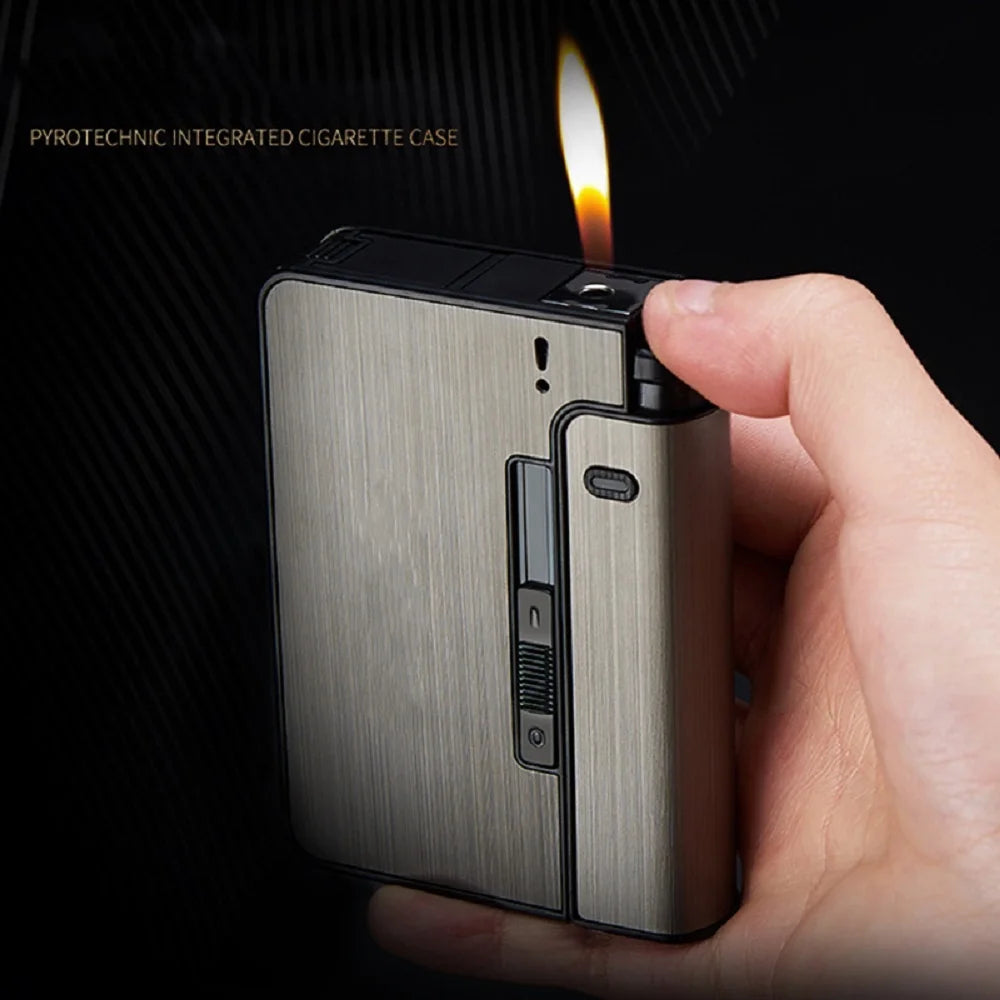 Portable Automatic Cigarette Case - Metal Holder Box for 10 King-Size Cigarettes, Gift for Men & Dad