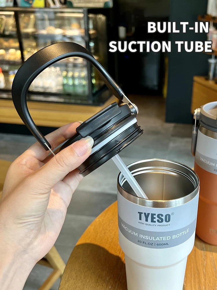 Tyeso Double-Layer Insulated Coffee Cup – Portable Stainless Steel Ice Cream Cup with Cold Insulation & Large Capacity
