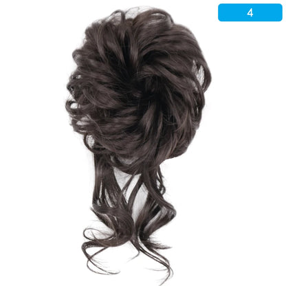 AZQUEEN Messy Bun Hair Extension – Synthetic Curly Wave Chignon Scrunchie, Elastic Band Updo Hairpiece for Women