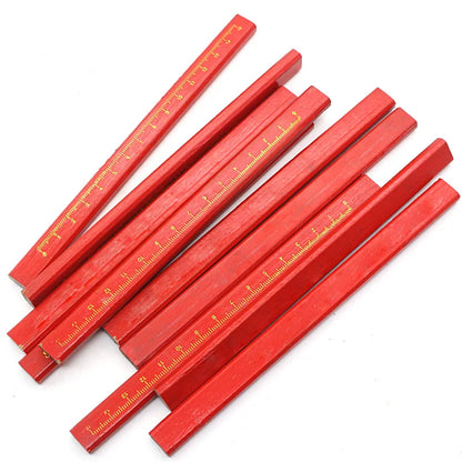 10pcs Carpenter's Pencil Thick Core Black Pen - Special Marking DIY Tool with Scale, Stationery for Carpenter Projects