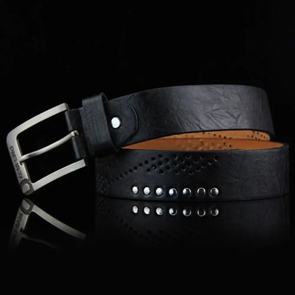 Simple Leather Men's Belt – Luxury Classic Buckle, High-Quality Alloy Vintage Cowboy Waistband for Business & Casual Use