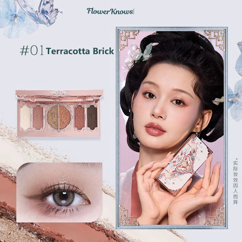 Flower Knows Moonlight Mermaid Eyeshadow Palette – 5-Color Matte, Shimmer & Glitter Waterproof Eye Shadow