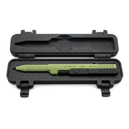 Tactical Slide Action Ballpoint Pen - Refillable Smooth Ink EDC Writing Tool with Case