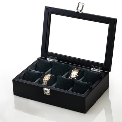 Wood Watch Box Organizer with Glass Window — Luxury Wooden Display Case & Storage Holder for Men’s Watches