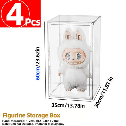Large Clear Stackable Storage Box 60x35x30cm – Magnetic Door Organizer for Helmets, Collectibles, Books, Shoes, Home Display