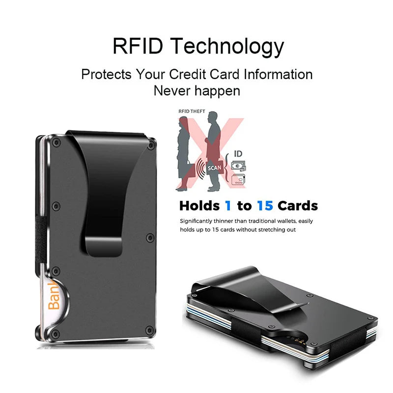 RFID Blocking Metal Wallet – Slim Aluminum Credit Card Holder & Money Clip for Business and ID, 2024 All Colors