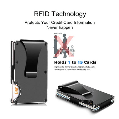 RFID Blocking Metal Wallet – Slim Aluminum Credit Card Holder & Money Clip for Business and ID, 2024 All Colors