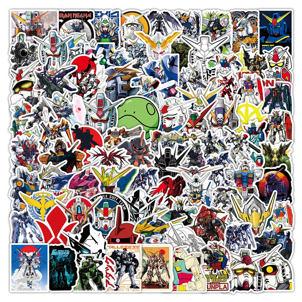 105-Piece Mobile Suit Gundam Stickers - Waterproof Cartoon Graffiti Decals for Laptops, Phones, Water Bottles and Guitars
