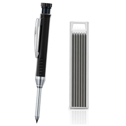 Carpenter Mechanical Pencil Set - 2.8mm Solid Woodworking Pencil With Sharpener & 3 Color Refills For Construction Tools