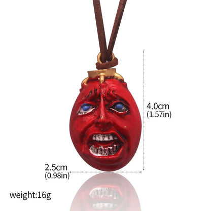 Anime Red Egg Pendant Necklace - 3D Resin King Cosplay Necklace & Gift Accessory