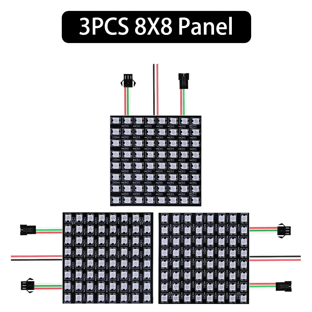 WS2812B RGB LED Pixel Matrix Panel - Individually Addressable Flexible 8×8, 16×16 or 8×32 LED Screen, DC 5V
