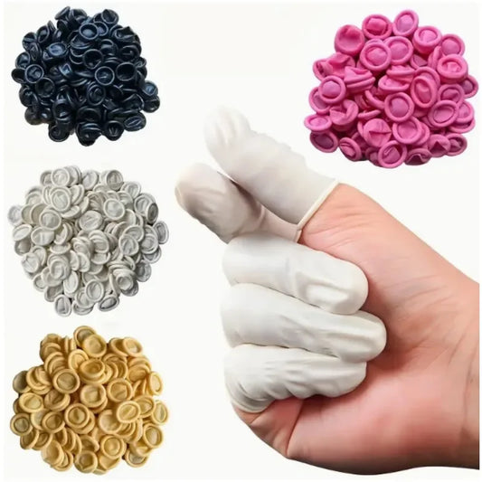 100PCS Disposable Finger Cots – Powder-Free Anti-Slip Latex Finger Protectors for Beauty, Tattoo & Hairdressing Use
