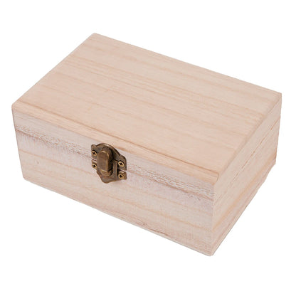 Wooden Jewelry Storage Box with Lid — Square Hinged Craft Box for DIY, Home Decor, and Mother's Day Gift