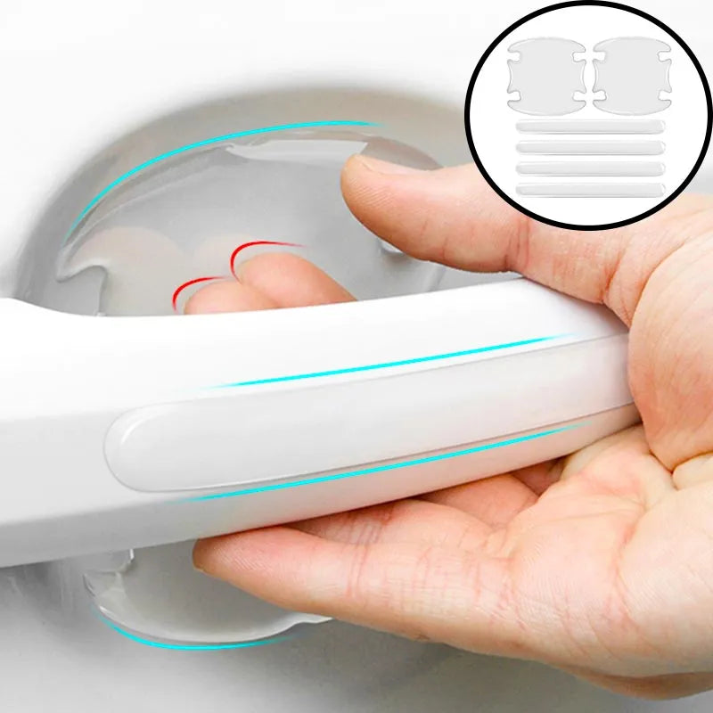 8pc Universal Invisible Car Door Handle Bowl Scratch Protective Stickers - Anti-collision Protection Strip for Car Handles
