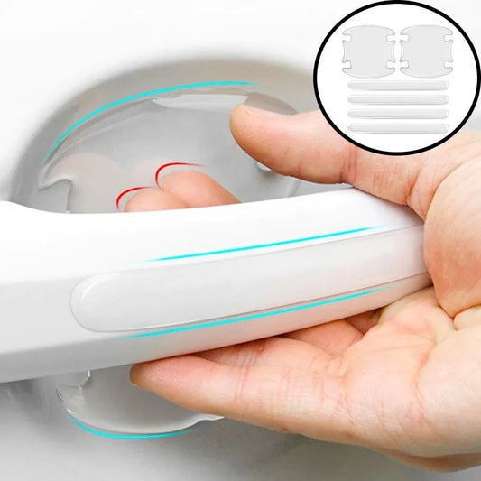 8pc Universal Invisible Car Door Handle Bowl Scratch Protective Stickers - Anti-collision Protection Strip for Car Handles