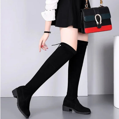 2024 Heightened Suede Long Boots for Women – Autumn/Winter Fashion Elastic High Boots, Knight Style Women’s Shoes