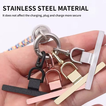 Upgraded 360° Rotatable Metal Phone Tether Tab Clip – Stainless Steel Cellphone Lanyard Patch Safety Connector (1–4 Pcs)