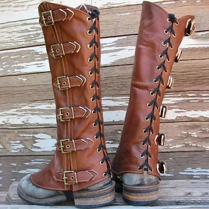 Men’s Lace-Up Medieval Leg Gaiters — Viking Pirate Knight Cosplay Steampunk Renaissance Armor Covers