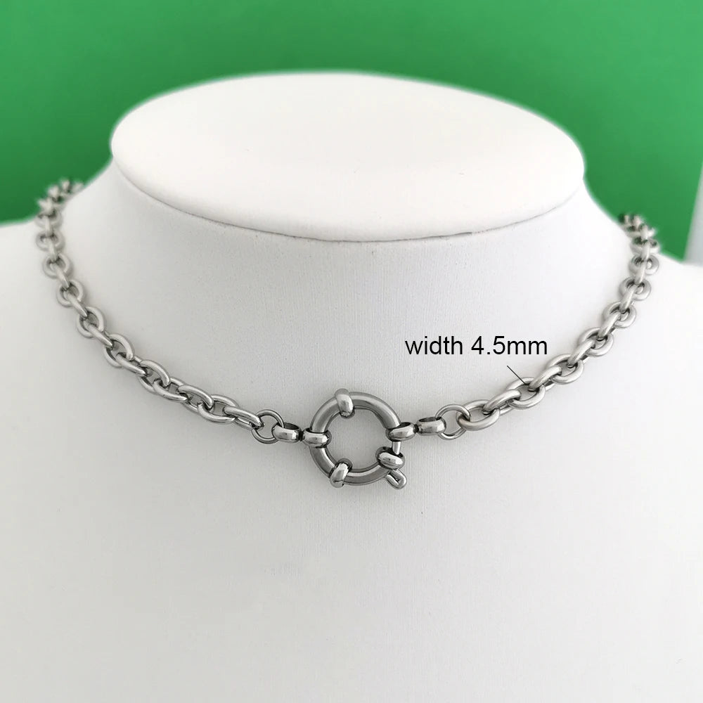 Spring Sailor Clasp Necklace – Stainless Steel Paperclip Link Chain Choker for Women & Men, Geometric PVD Gold Jewelry