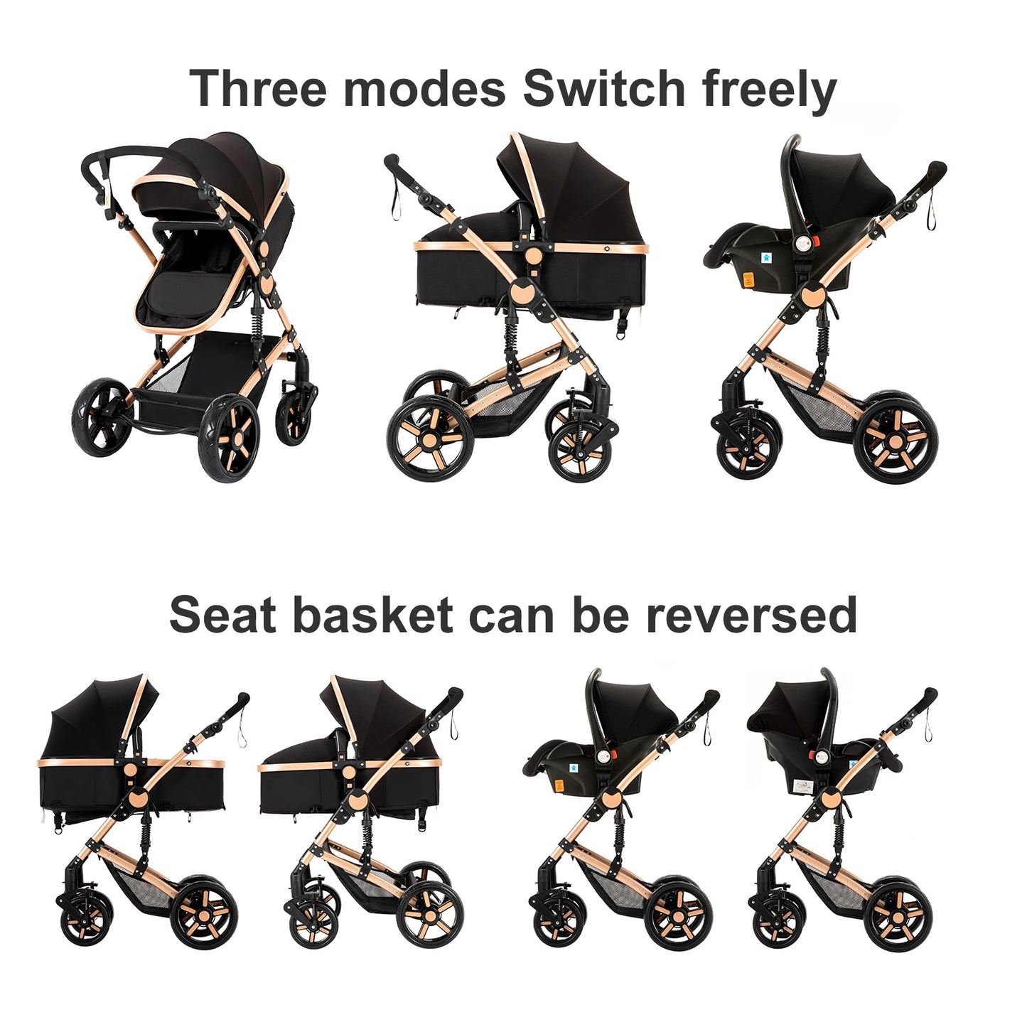 High-Quality 3-in-1 Newborn Baby Stroller — Lightweight Folding Cart with Comfort Seat & ISOFIX Safety