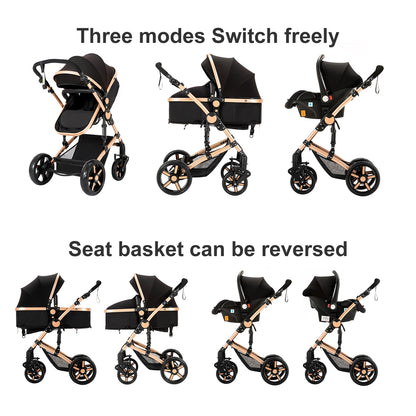 High-Quality 3-in-1 Newborn Baby Stroller — Lightweight Folding Cart with Comfort Seat & ISOFIX Safety