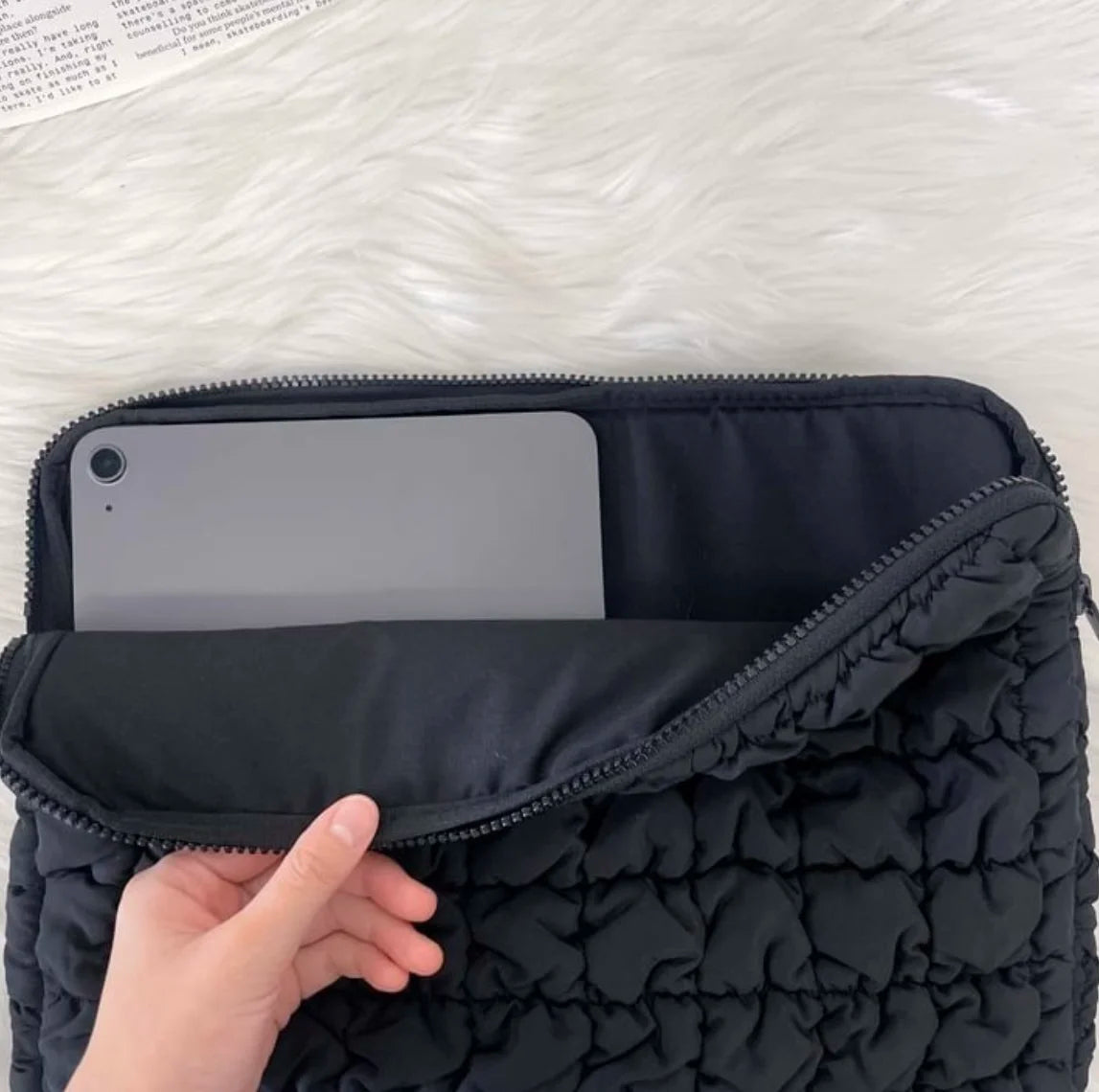 Puffy Quilted Laptop Bag Sleeve 11-15.6 Inch — Protective Notebook Cover for MacBook Air/Pro, iPad, Lenovo, HP