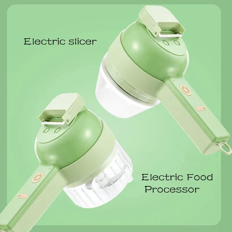 4-in-1 Electric Vegetable Cutter – Handheld Wireless Food Chopper, Garlic Masher & Meat Grinder