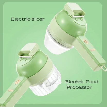 4-in-1 Electric Vegetable Cutter – Handheld Wireless Food Chopper, Garlic Masher & Meat Grinder