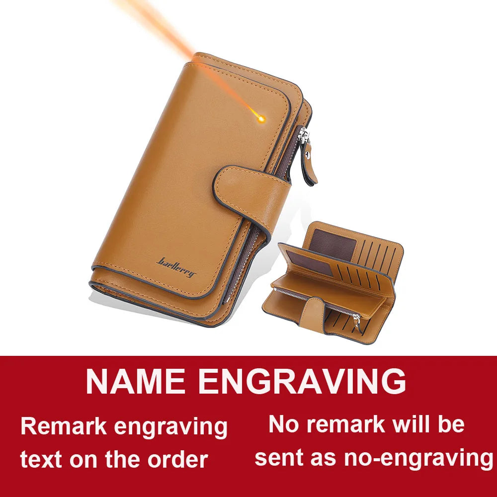 2024 Women’s Long Wallet – Custom Name Engraving, 15 Card Holders & Zippered Classic Purse